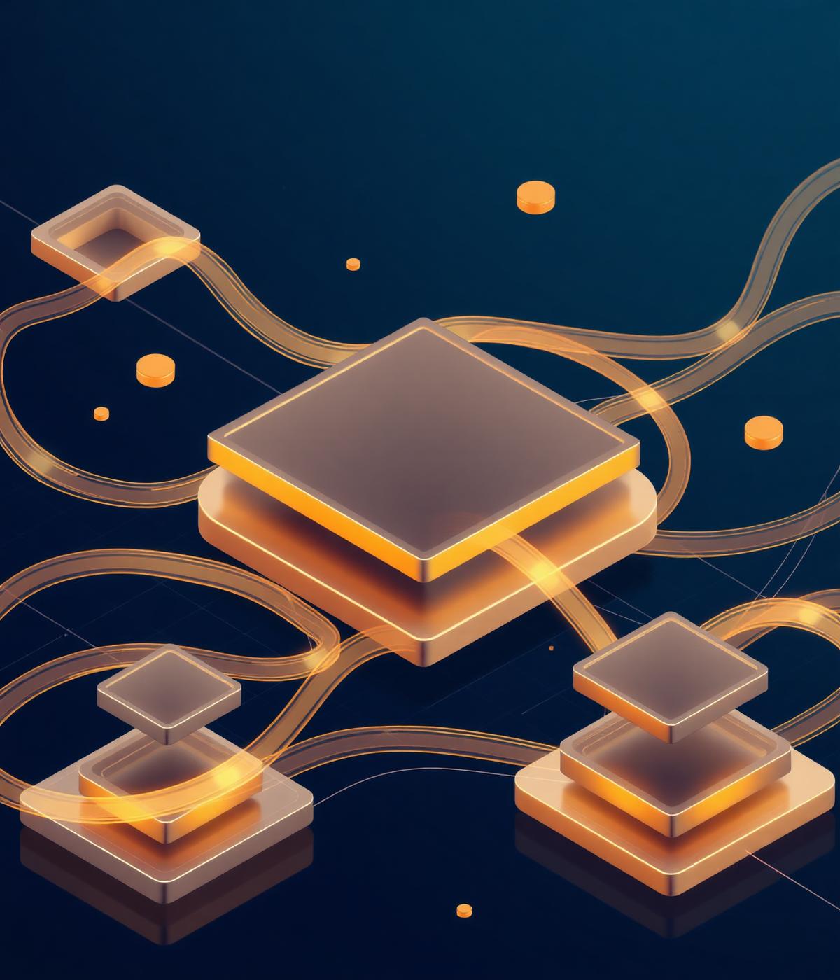 Isometric illustration of interconnected computing platforms